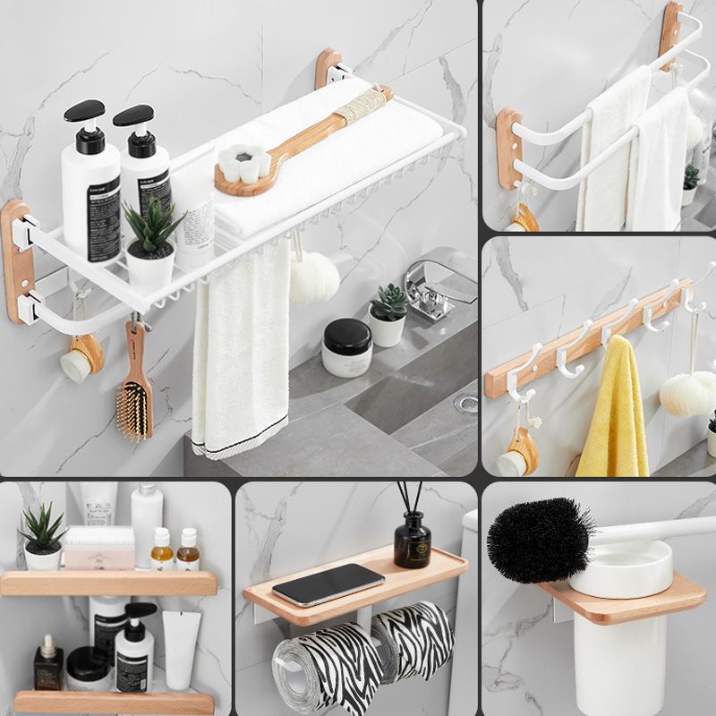 BowLift | White 7-piece bathroom accessory set wood and metal bath set