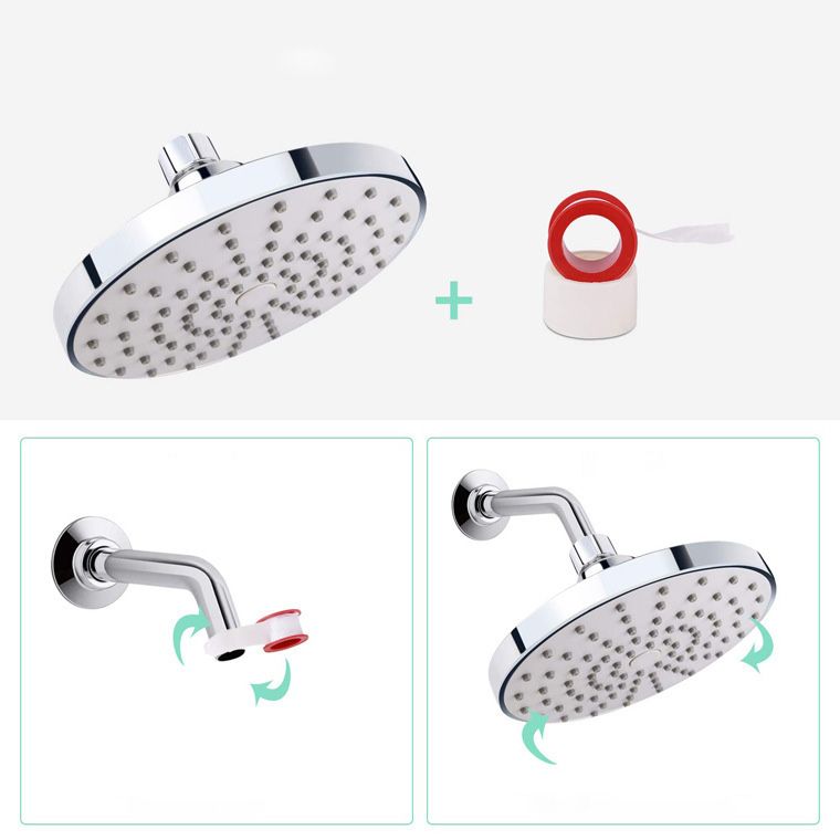 BowLift | Round Fest Shower Head Silver Single Jet Wall Mounted Shower Head