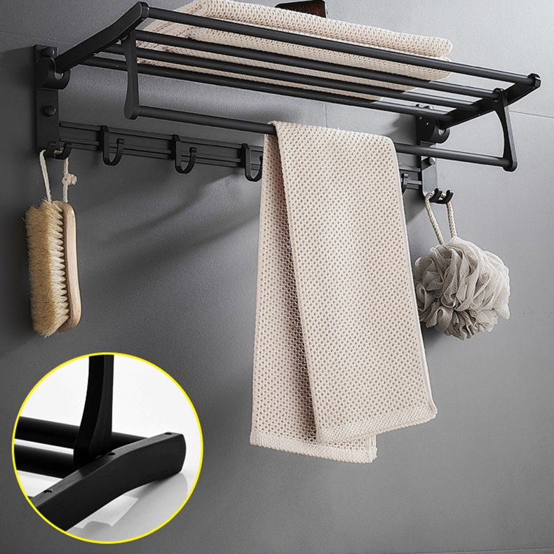 BowLift | 6-piece modern bathroom hardware set in matte black with bathroom shelf/towel holder & bathrobe hook