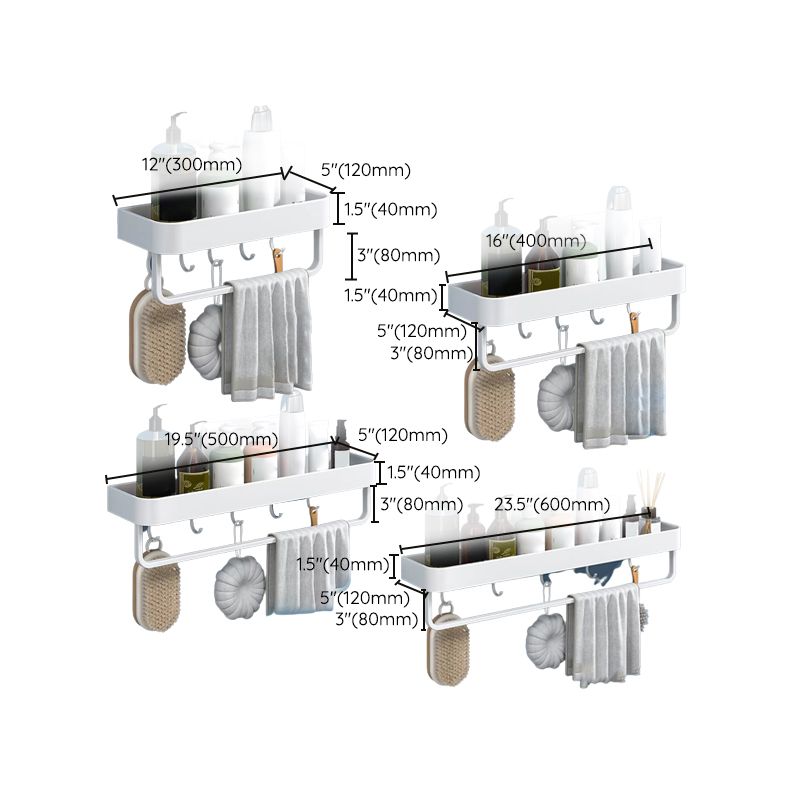 BowLift | White 2-piece Bathroom Hardware Modern Bathroom Accessories Set, Bathroom Shelf
