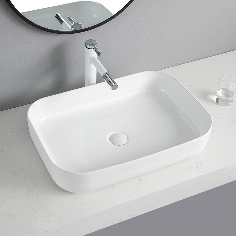 BowLift | Contemporary Bathroom Sink Porcelain Rectangular Vessel Sink Sink Only