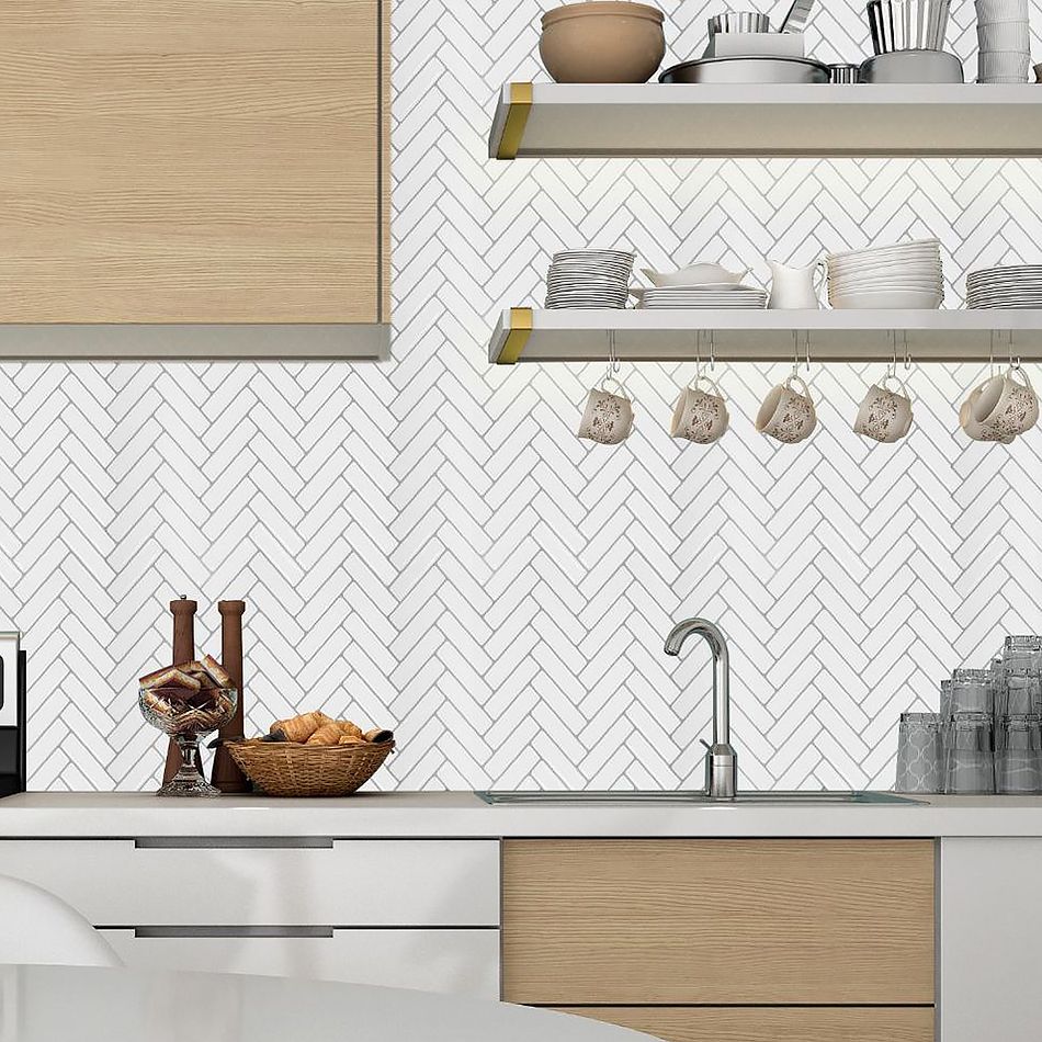 BowLift | Modern Peel and Stick Tiles PVC Herringbone Peel and Stick Backsplash Tiles
