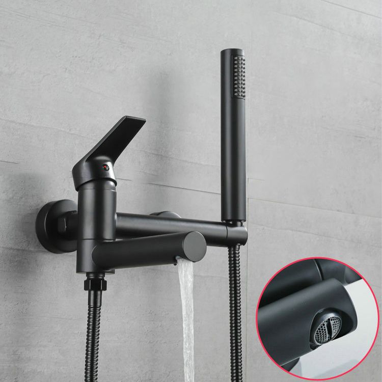 BowLift | Lever Handle Bathtub Faucet Wall Mount Shower Hose Swivel Spout Bathtub Filling with Hand Shower