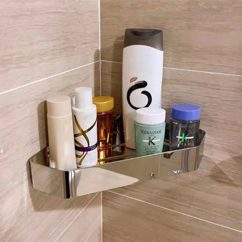 BowLift | 2-piece stainless steel bathroom accessory set 30 cm W triangular bathroom shelf