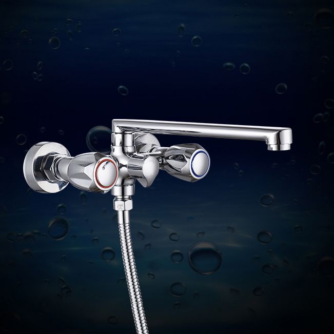 BowLift | Contemporary Bathtub Faucet Trim Chrome Wall-Mounted Swivel Spout with Hand Shower
