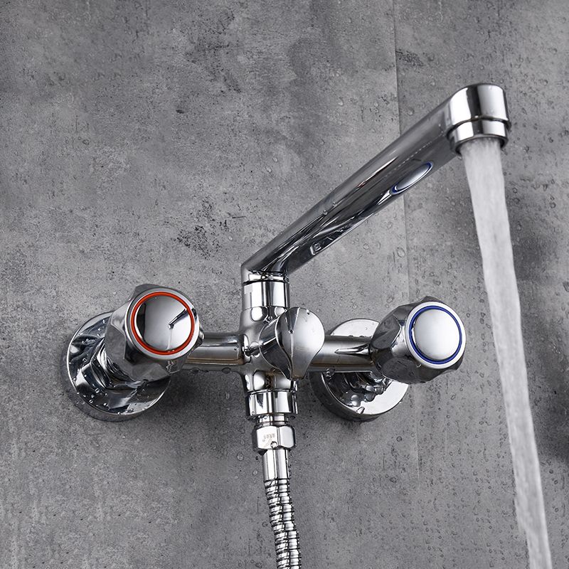 BowLift | Contemporary Bathtub Faucet Trim Chrome Wall-Mounted Swivel Spout with Hand Shower