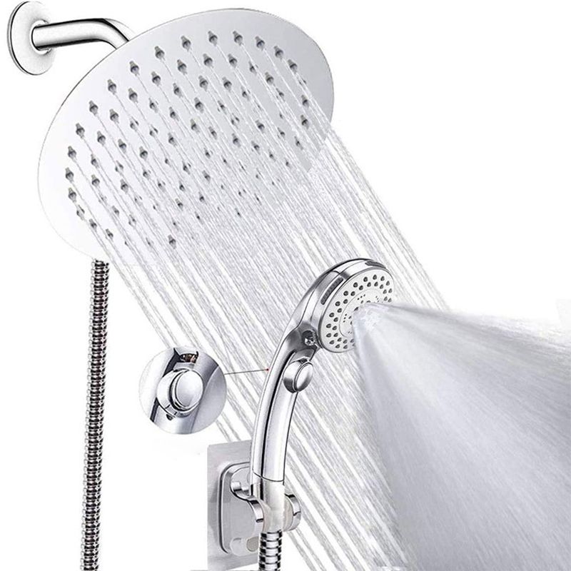 BowLift | Round Dual Showerhead Stainless Steel 5 Spray Patterns Wall Mounted Showerhead