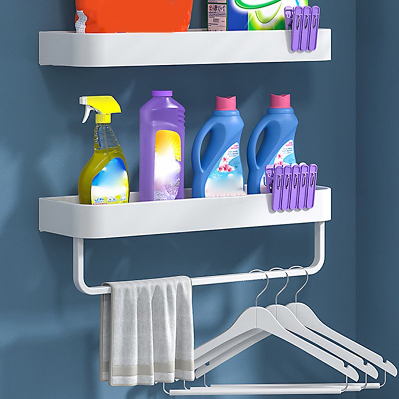 BowLift | White 2-piece Bathroom Hardware Modern Bathroom Accessories Set, Bathroom Shelf