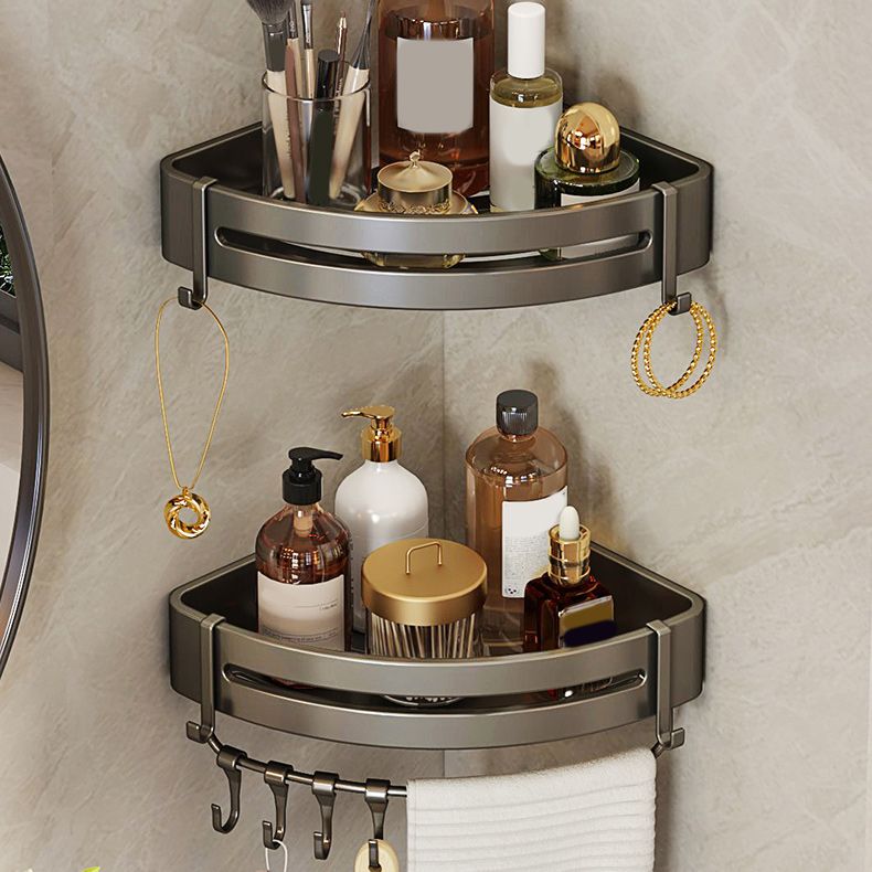 BowLift | Contemporary bathroom accessory set 3-piece bath shelf with hooks