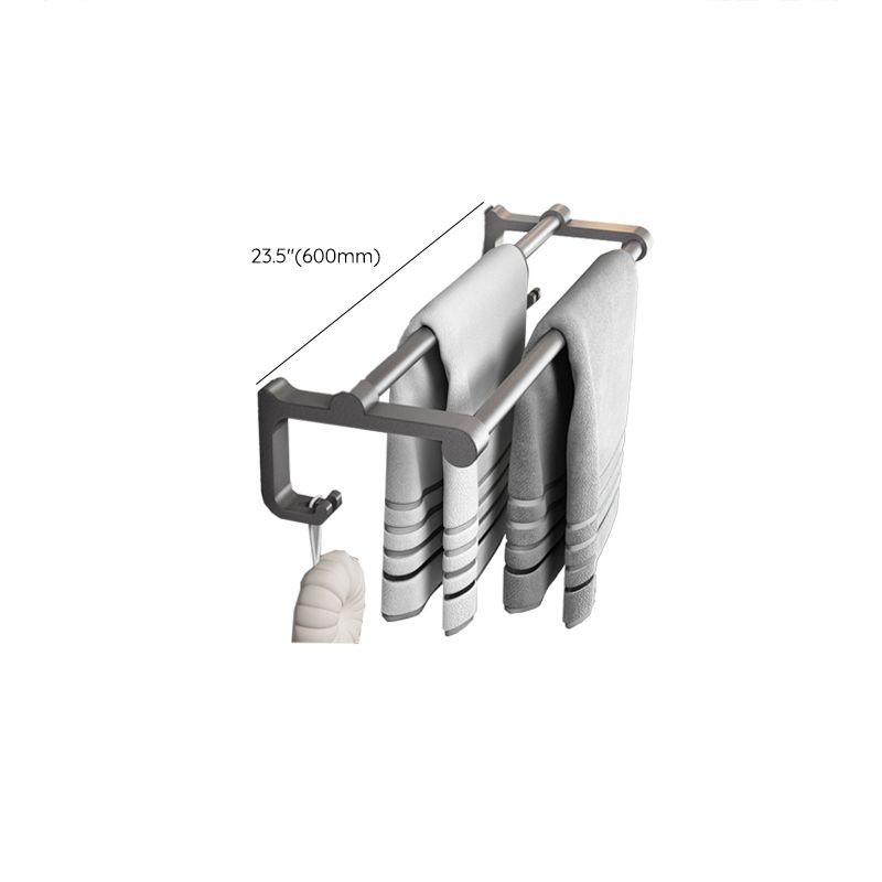 BowLift | Gray contemporary bathroom accessory set Bathroom shelf/towel holder & bathrobe hook incl.