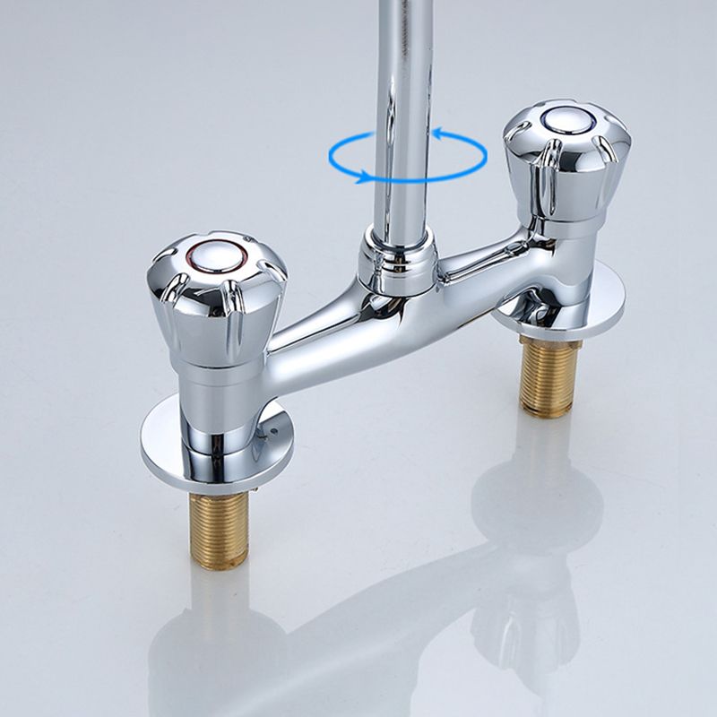 BowLift | Round 2-Handle Basin Mixer 2-Hole Center-Set Basin Mixer with Curved Spout