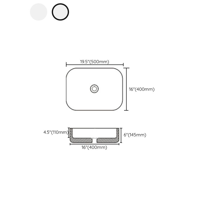 BowLift | Contemporary sink with pop-up drain porcelain rectangular basin
