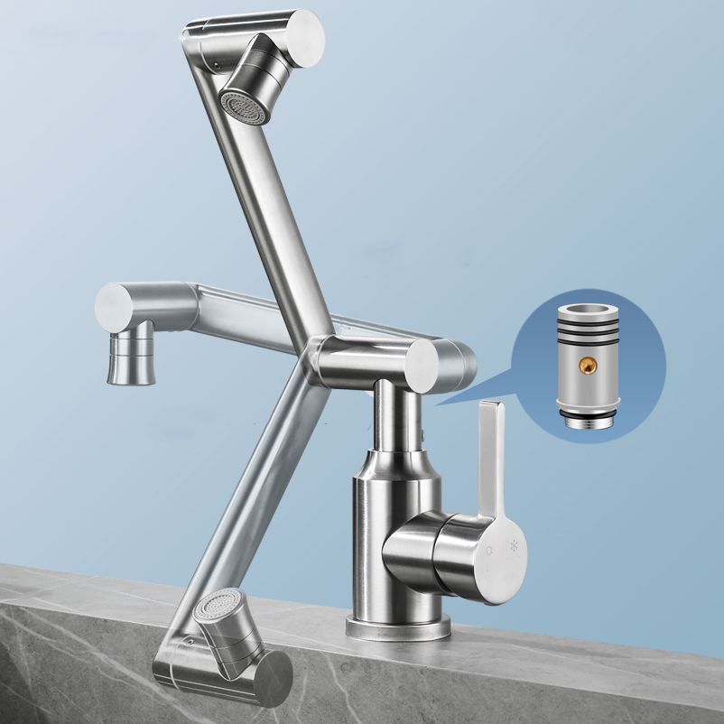 BowLift | Swiveling Outlet Vessel Sink Faucet Stainless Steel Lever Handle Sink Faucet with Water Hose