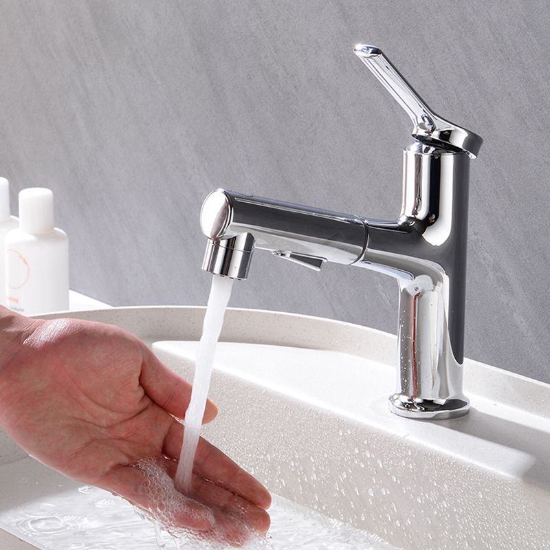 BowLift | Round contemporary bathroom faucet with lever handle and single hole installation