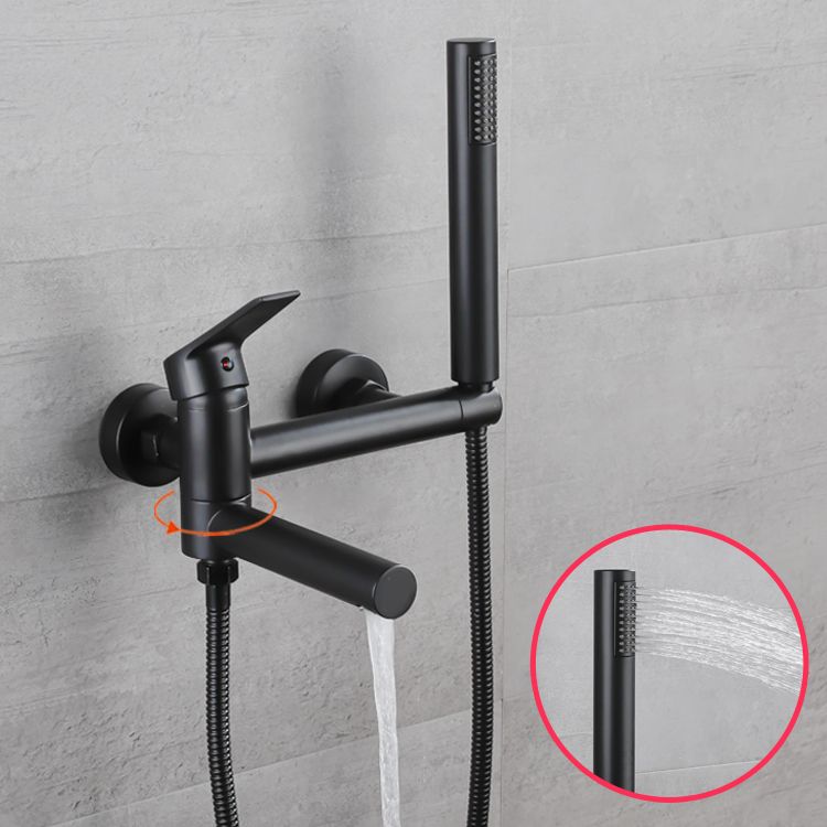 BowLift | Lever Handle Bathtub Faucet Wall Mount Shower Hose Swivel Spout Bathtub Filling with Hand Shower