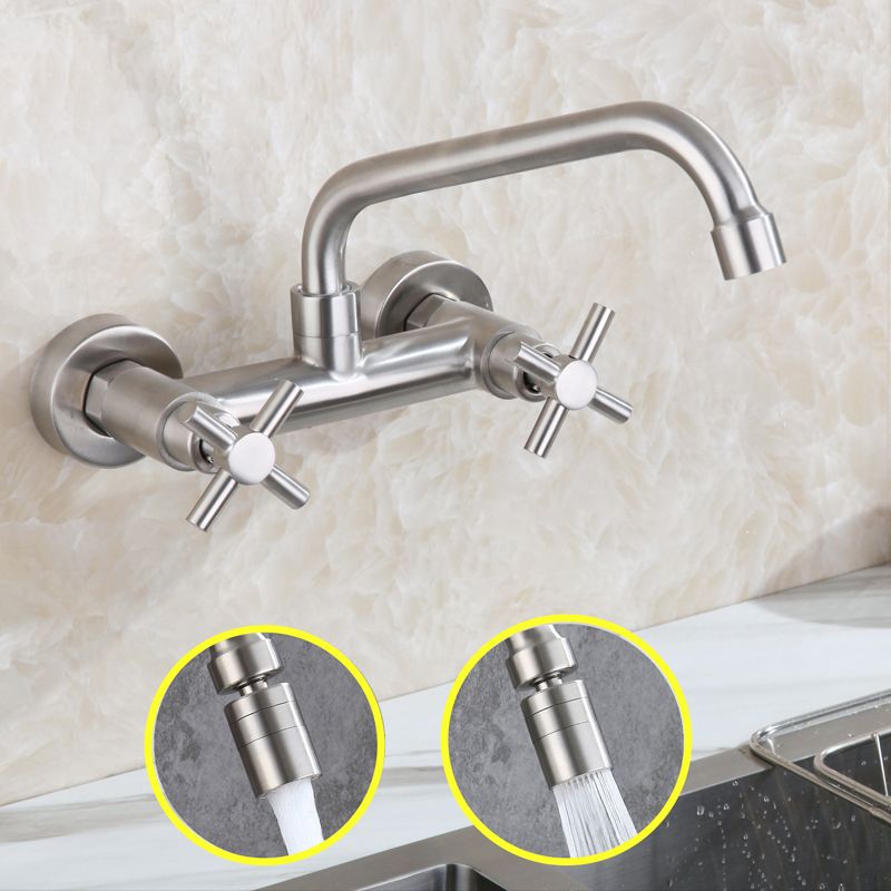 BowLift | Round 2-Handle Bathroom Faucet Single Hole Wall Mounted Bathroom Faucet