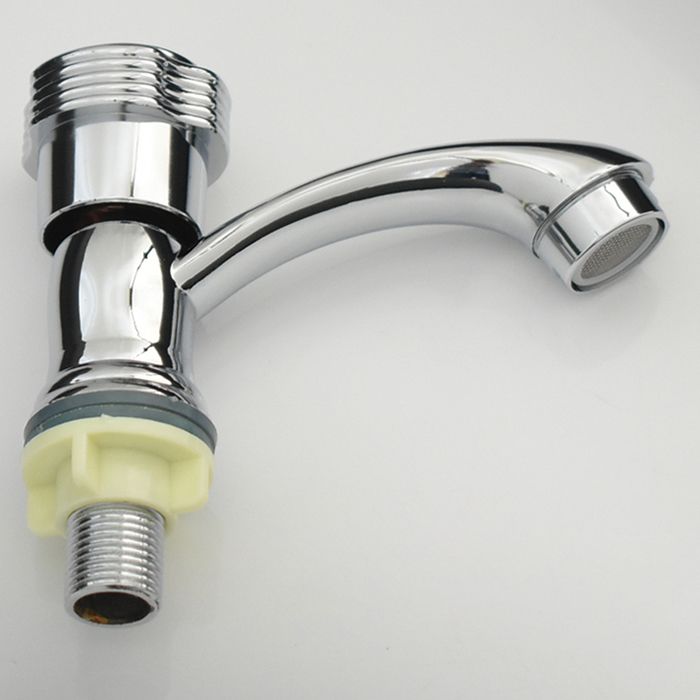 BowLift | Contemporary Water Tap Knob Handle Low Arc Zinc Faucet in Silver