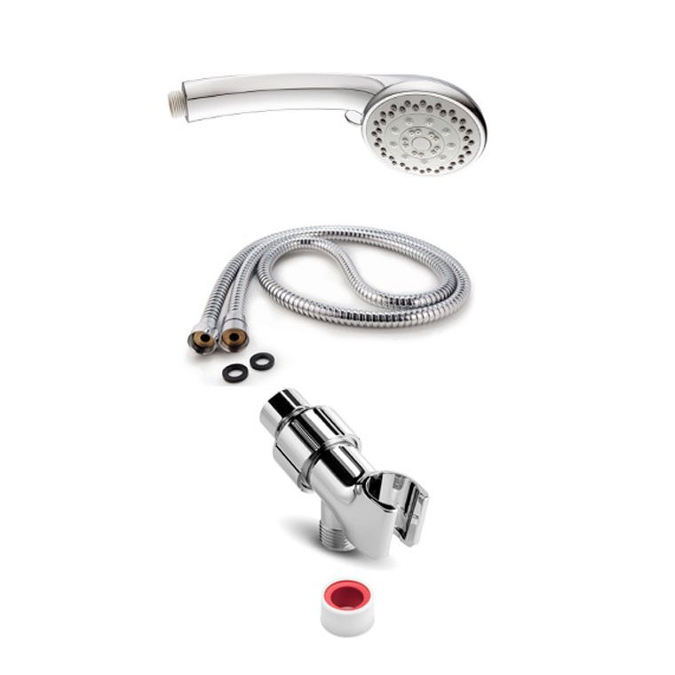 BowLift | Round Handheld Showerhead in Silver Leak-Resistant Wall-Mounted Showerhead