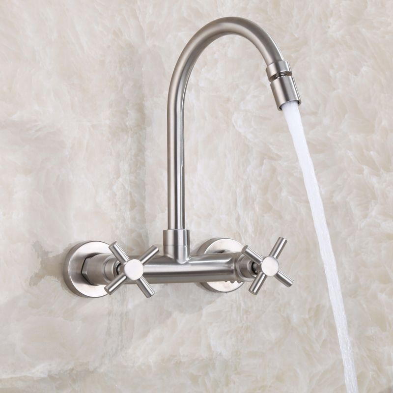 BowLift | Round 2-Handle Bathroom Faucet Single Hole Wall Mounted Bathroom Faucet