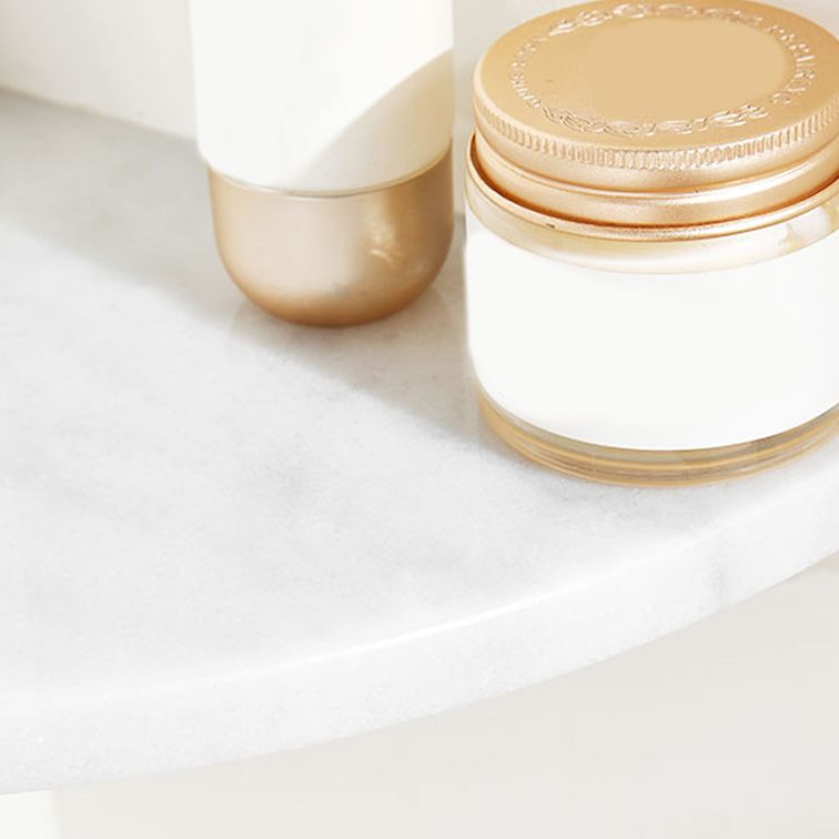 BowLift | 2-piece marble bathroom shelf brass bathroom accessory set in white/green