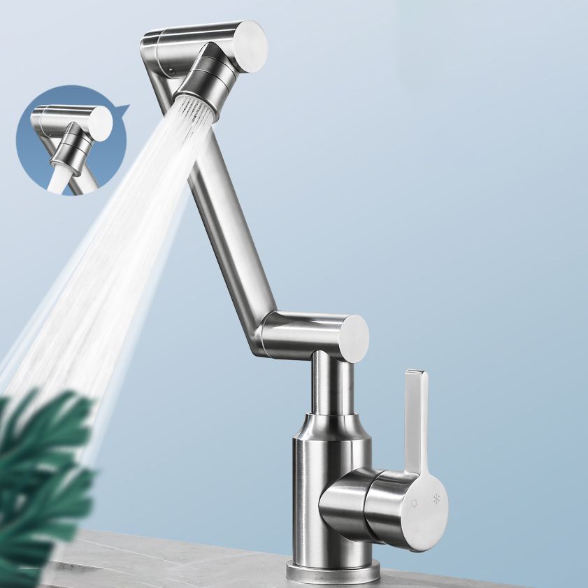 BowLift | Swiveling Outlet Vessel Sink Faucet Stainless Steel Lever Handle Sink Faucet with Water Hose