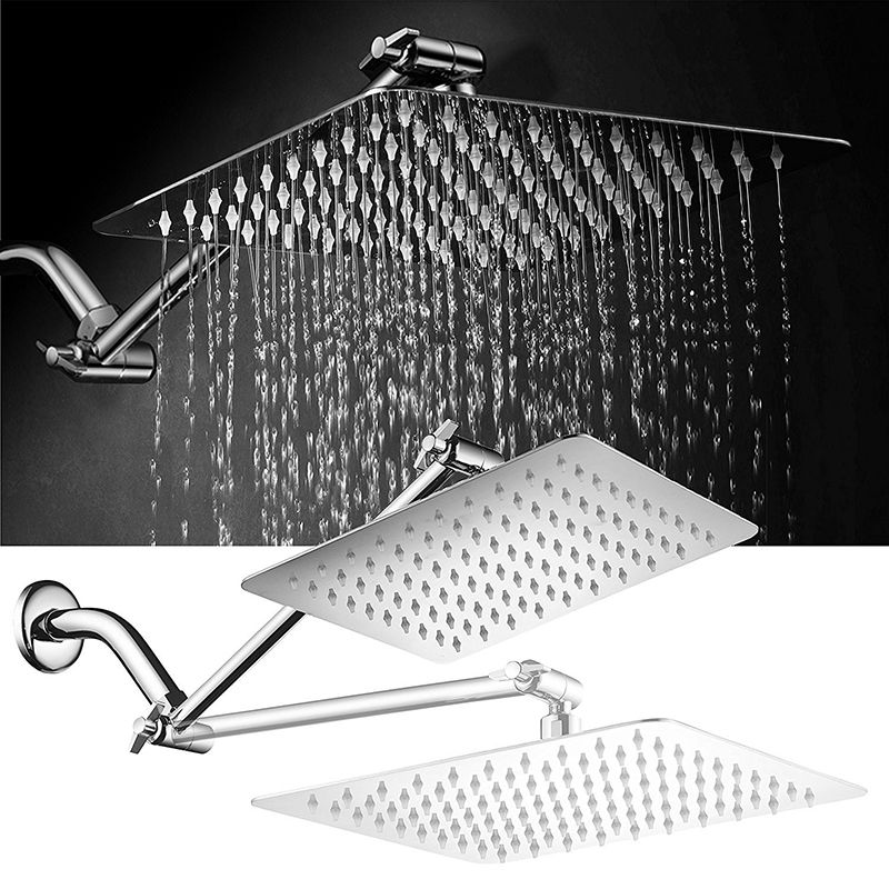 BowLift | Contemporary Shower Combo Fixed Shower Head Stainless Steel Wall Mount Square Shower Head