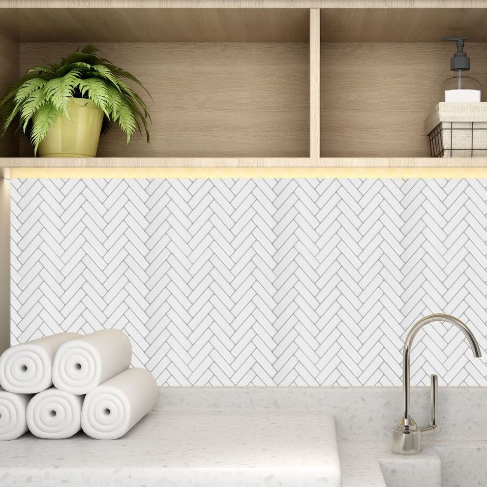 BowLift | Modern Peel and Stick Tiles PVC Herringbone Peel and Stick Backsplash Tiles