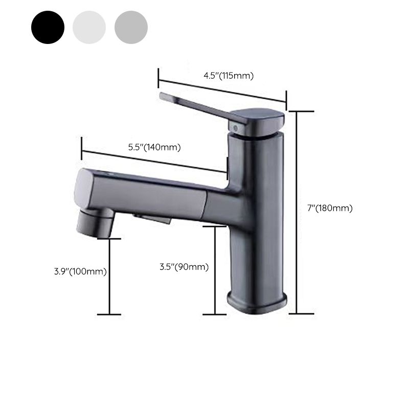 BowLift | Vessel Sink Faucet Modern Pull-Out Bathroom Faucet with One Lever Handle