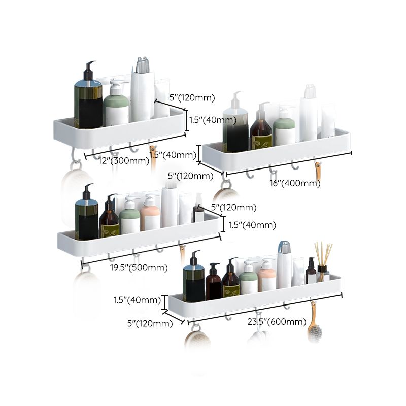 BowLift | White 2-piece Bathroom Hardware Modern Bathroom Accessories Set, Bathroom Shelf