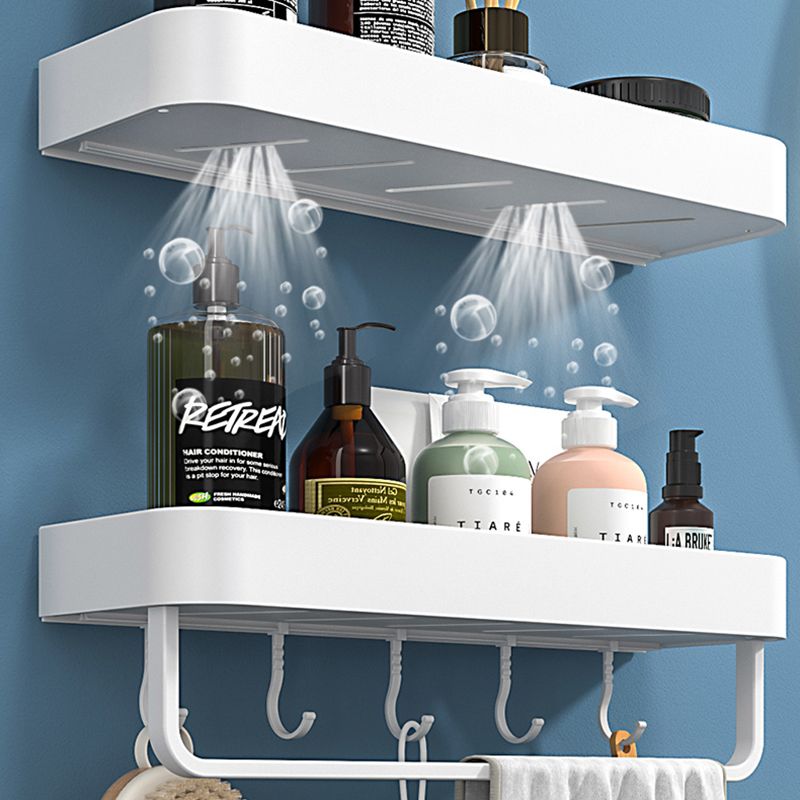 BowLift | White 2-piece Bathroom Hardware Modern Bathroom Accessories Set, Bathroom Shelf