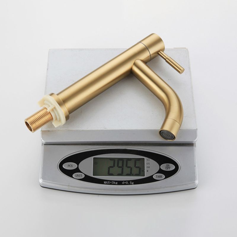 BowLift | Round Single Handle Bathroom Faucet Single Hole Sink Faucet in Brushed Gold