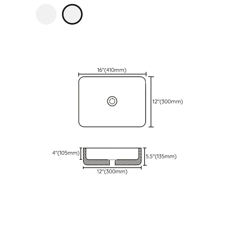 BowLift | Contemporary sink with pop-up drain porcelain rectangular basin