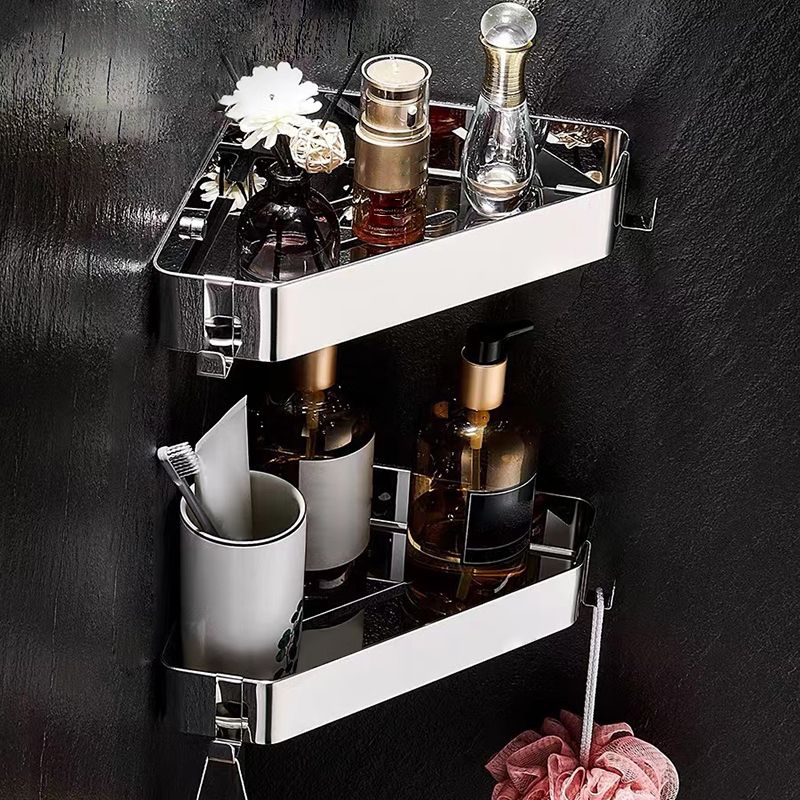 BowLift | 2-piece stainless steel bathroom accessory set 30 cm W triangular bathroom shelf