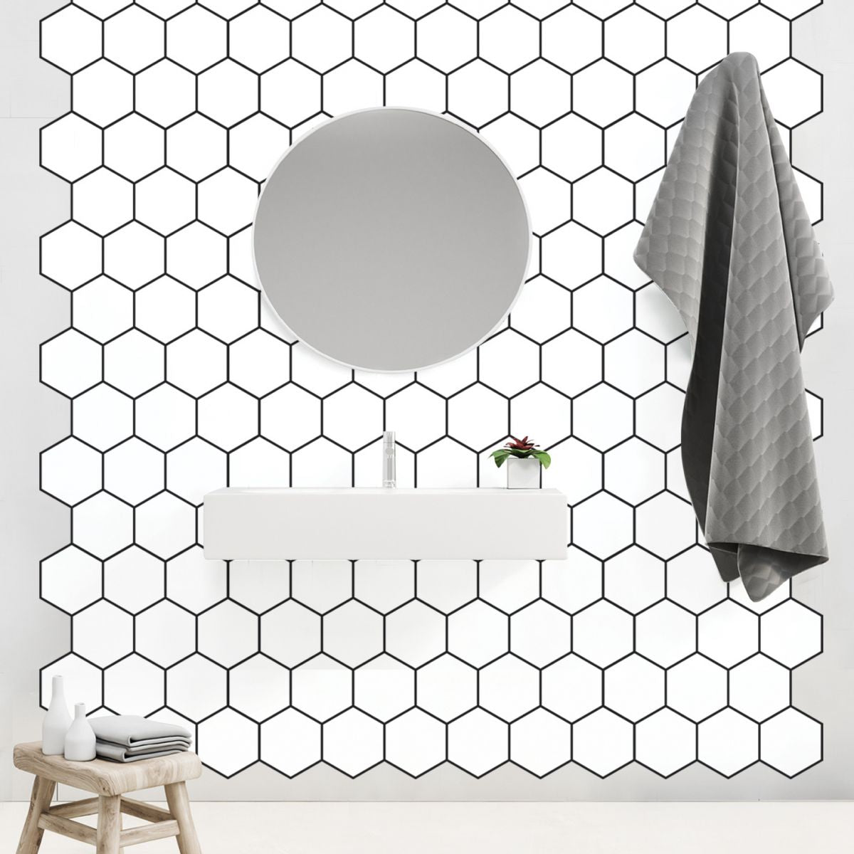 BowLift | Peel and Stick Hexagonal Tiles Waterproof Peel & Stick Tile for Shower 2-Pack
