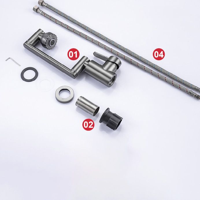 BowLift | Contemporary Centerset Faucet Lever Handles Low Arc Stainless Steel Faucet