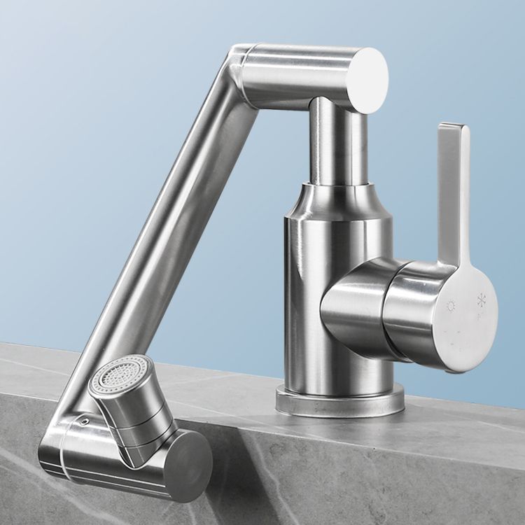 BowLift | Swiveling Outlet Vessel Sink Faucet Stainless Steel Lever Handle Sink Faucet with Water Hose