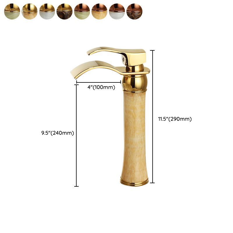 BowLift | Wall-mounted Copper Roman Bath Faucet Low Arc Roman Bath Faucet Set with Jade
