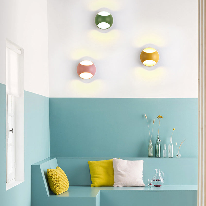 BowLift | Round Wall Mounted Lamp Nordic Metal LED Wall Light in Yellow/Gray/Green