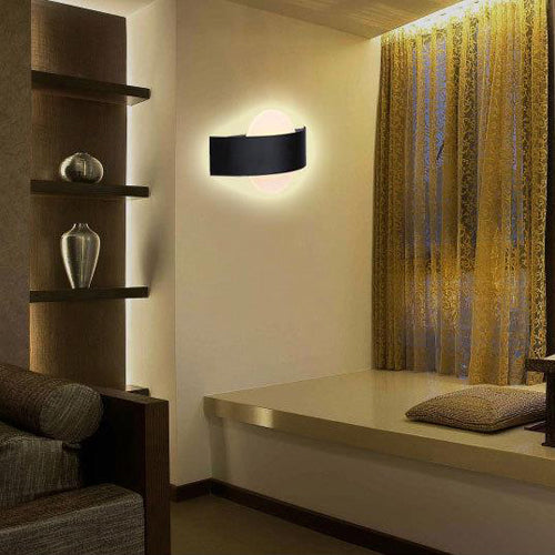BowLift | Round/Rectangular Acrylic Wall Lamp Modern LED Black/White Finish Wall Lamp with Metal Back in White/Warm Light
