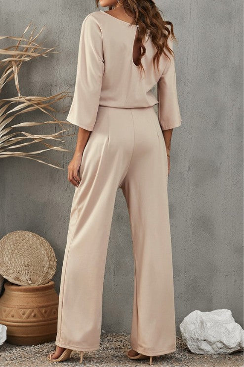 Wide Leg Jumpsuit with Belted Waist