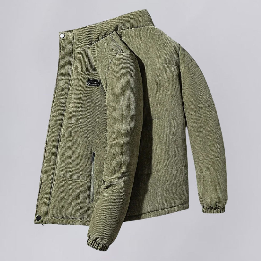 Insulated Corduroy Jacket with Stand Collar