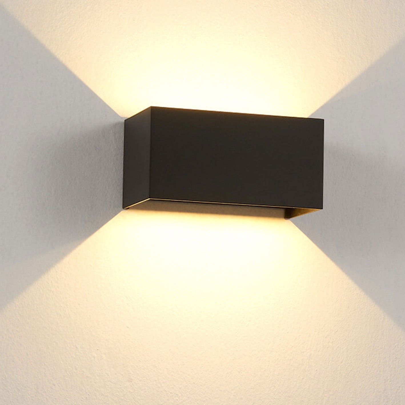 BowLift | Modern waterproof rectangular LED wall light for outdoor use with up and down lighting