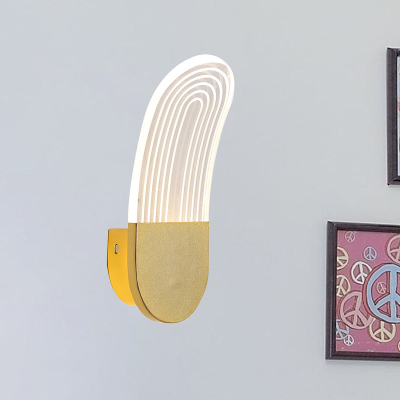 BowLift | Acrylic Curved Oval Wall Sconce Light Contemporary Black/Gold LED Wall Lighting Fixture for Bedside