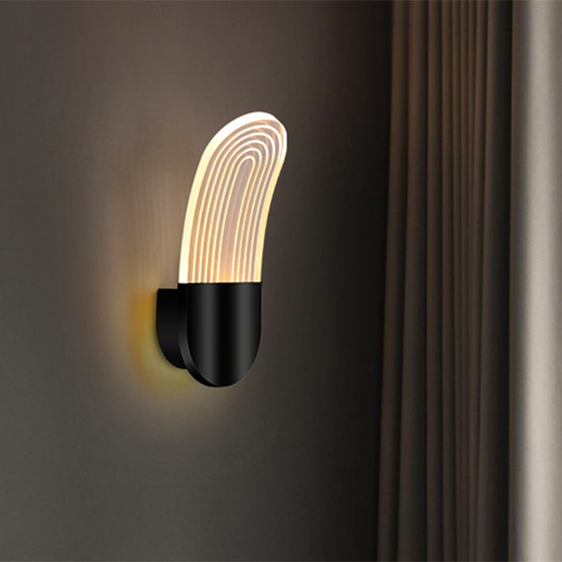 BowLift | Acrylic Curved Oval Wall Sconce Light Contemporary Black/Gold LED Wall Lighting Fixture for Bedside