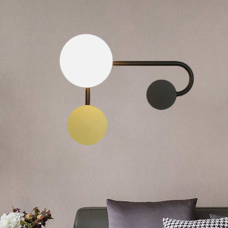 BowLift | Round Wall Lamp Nordic Style PVC Single Bulb Black and Gold Wall Mounted Light