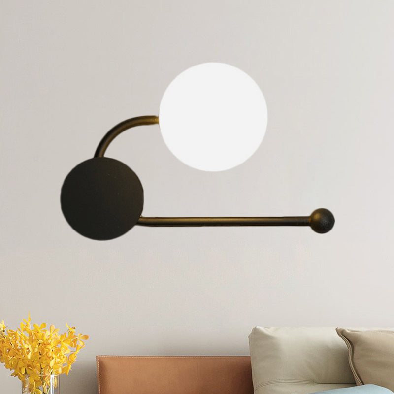 BowLift | Round Wall Lamp Nordic Style PVC Single Bulb Black and Gold Wall Mounted Light