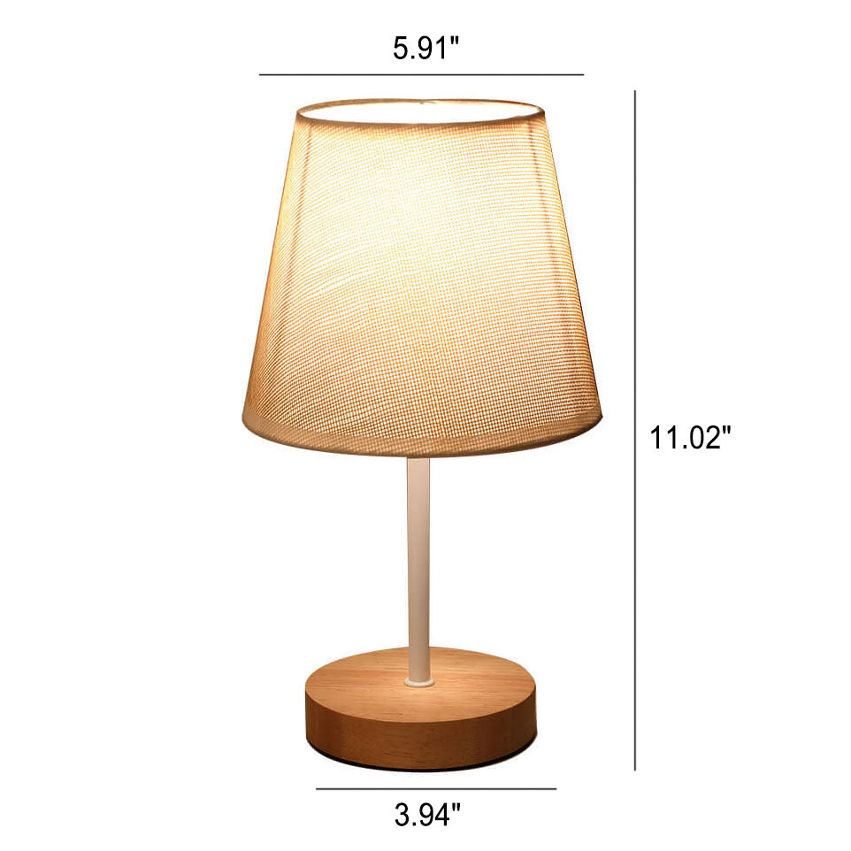 BowLift | Nordic Vintage Fabric Cone Solid Wood LED Table Lamp