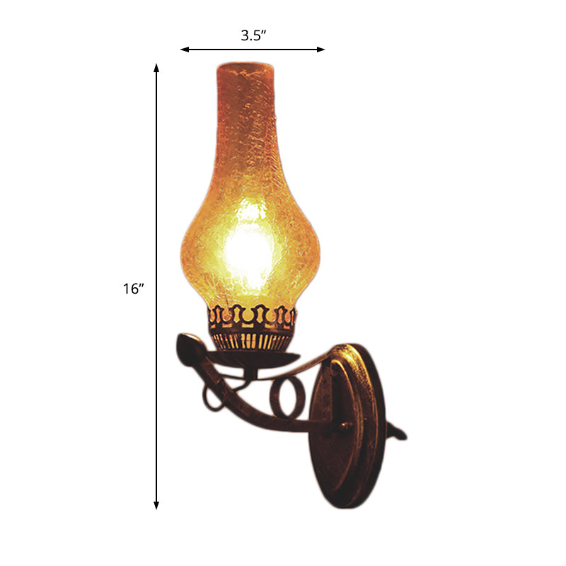 BowLift | A light wall lamp light industrial crackle glass vase shape lighting fixture in yellow, 3.5"/5"/14.5" wide