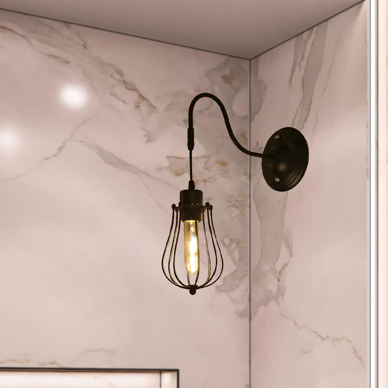 BowLift | Metal Cylinder/Hexagonal Engaged Wall Lamp Farm 1 Lamp Restaurant Wall Mount Fixture in Black