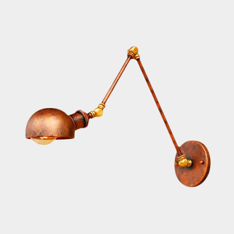 BowLift | 4"/6.5" Dia Domed Metal Wall Lamp Fixture Vintage Style 1 Head Study Room Adjustable Wall Light in Rust